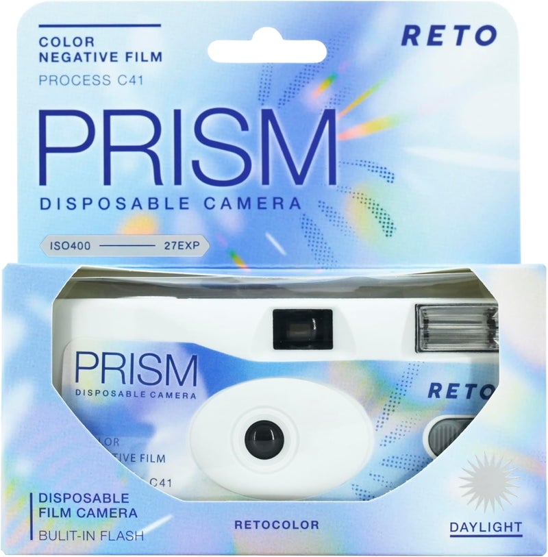 Retocolor Prism 400 35mm Disposable Film Camera 27EXP, ISO400, Color Negative Film, Focus Free, Easy to Use, Built in Flash, Single Use (Film and Battery Included) - Image 1